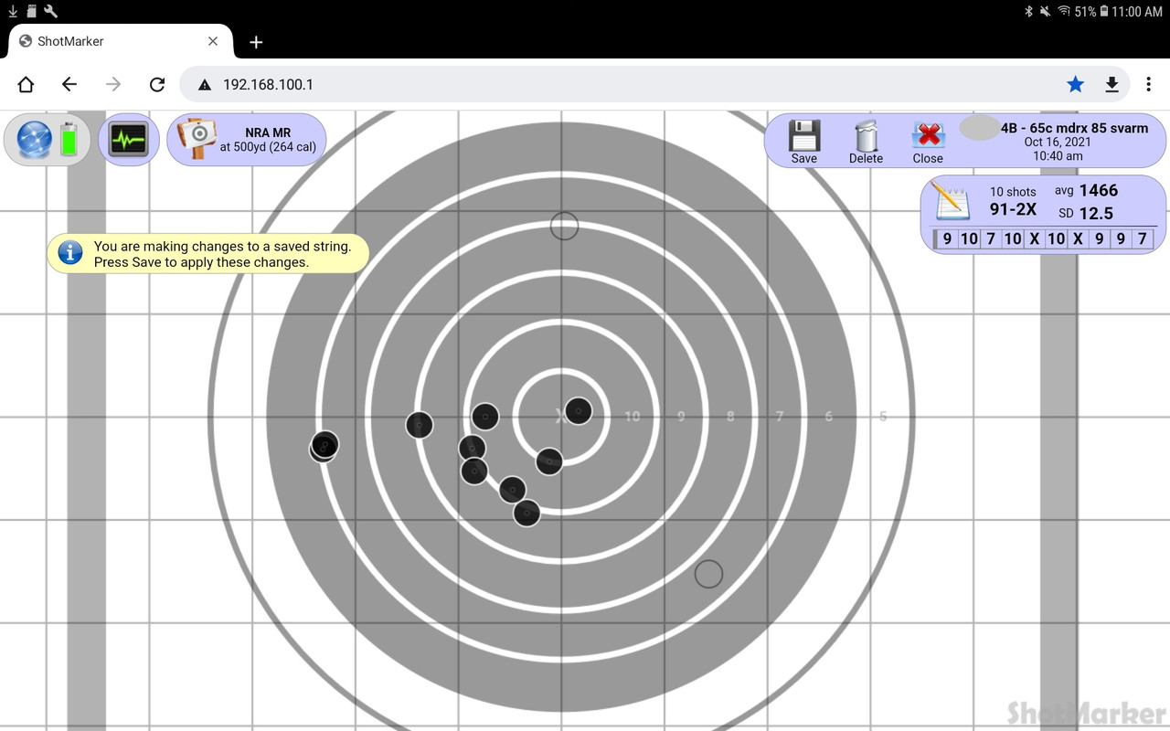 65CM - MDRx 20in factory - at 500 yds - 85gr