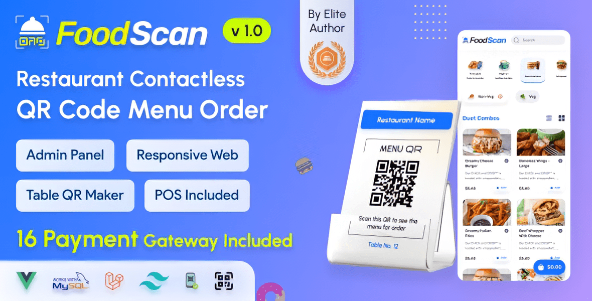 FoodScan – Qr Code Restaurant Menu Maker and Contactless Table Ordering System with Restaurant POS Script PHP
