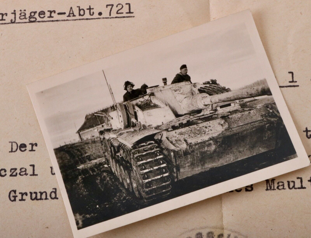 Original WW2 Foto Panzerjäger-Abt. 721 Sturmgeschütz Langrohr Russland