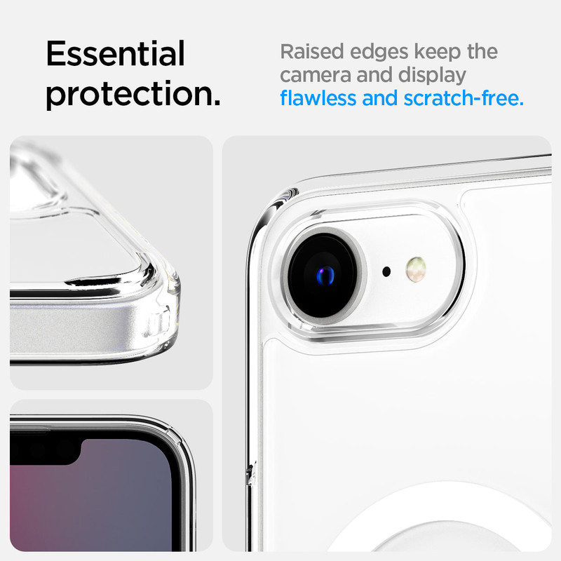 El forro Spigen Ultra Hybrid MagFit demostrando su fuerte conexión con accesorios MagSafe.