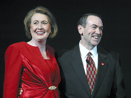 Janet Huckabee as a first lady of Arkansas with her Gov. husband Mike Huckabee in 2007