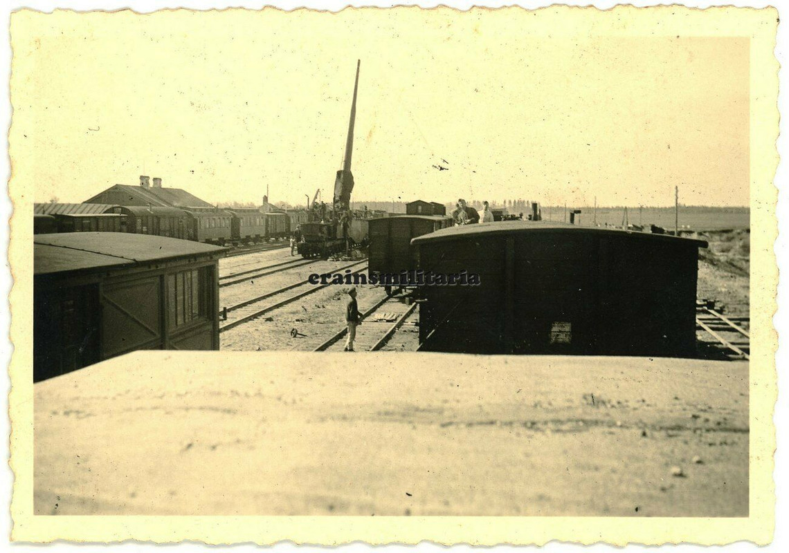 Orig. Foto Krupp K5 (E) Eisenbahngeschütz Artillerie am Atlantikwall Frankreich1