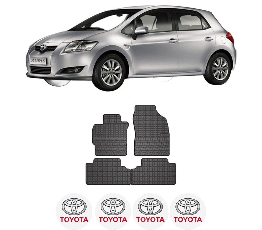 Set covorase presuri TOYOTA AURIS (_E15_) din 2006-2012, auto, din cauciuc thermoplastic, 4 Stickere auto cu TOYOTA