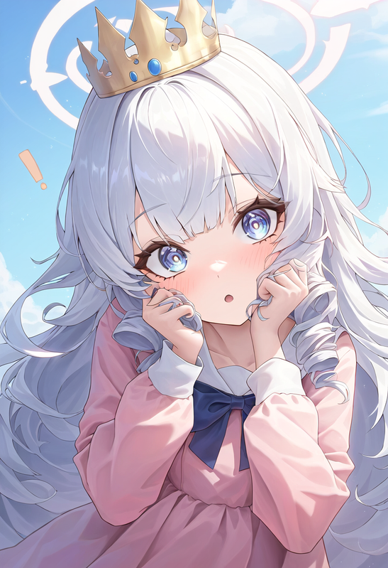 1girl Blue archive crown long hair white hair curly hair long dress pink s 2702790524