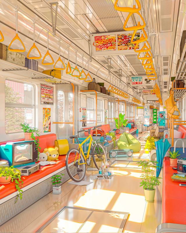 A Colorful Train Journey by Omorphia