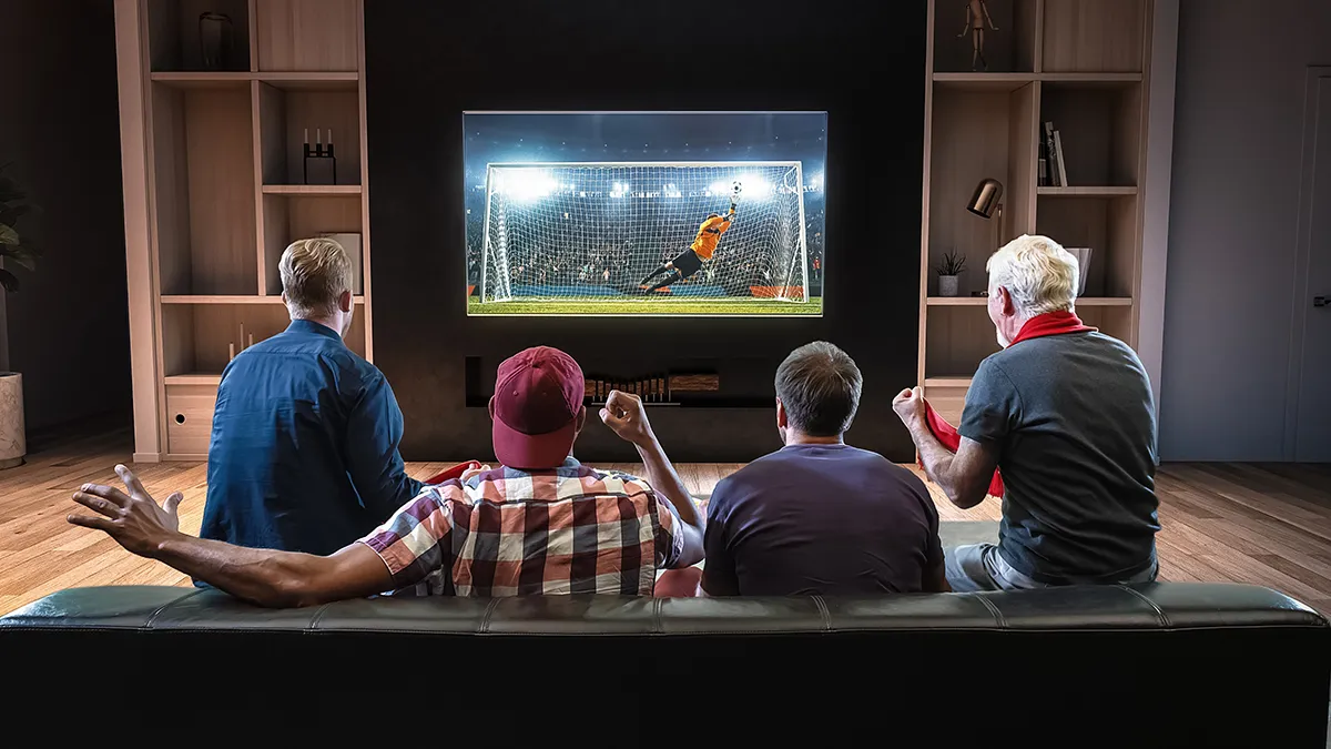 Sports fans watching TV