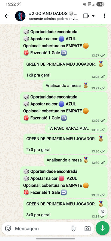 Histórico de apostas