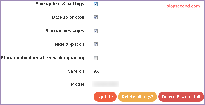 Remotely delete Smart Logs app