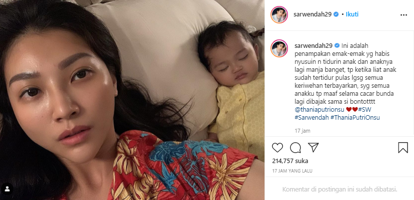 Sarwendah kabarkan si bungsu kena cacar air