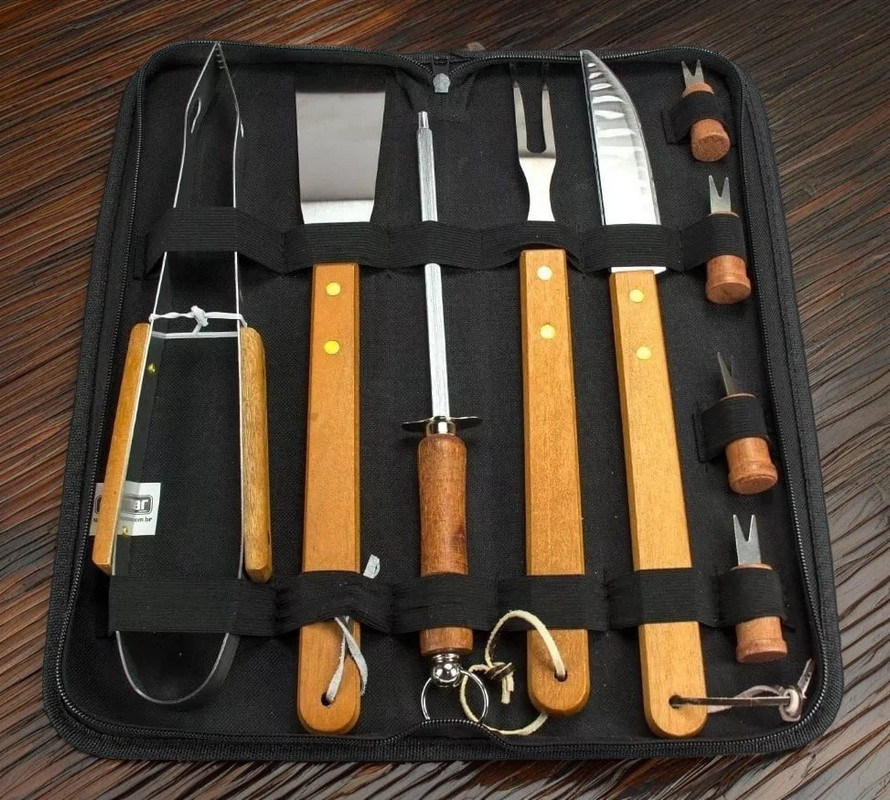 Kit Churrasco Faqueiro Aço Inox + Estojo Presente Masculino