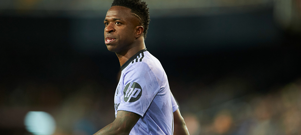 Vini Jr. em campo pelo Real Madrid