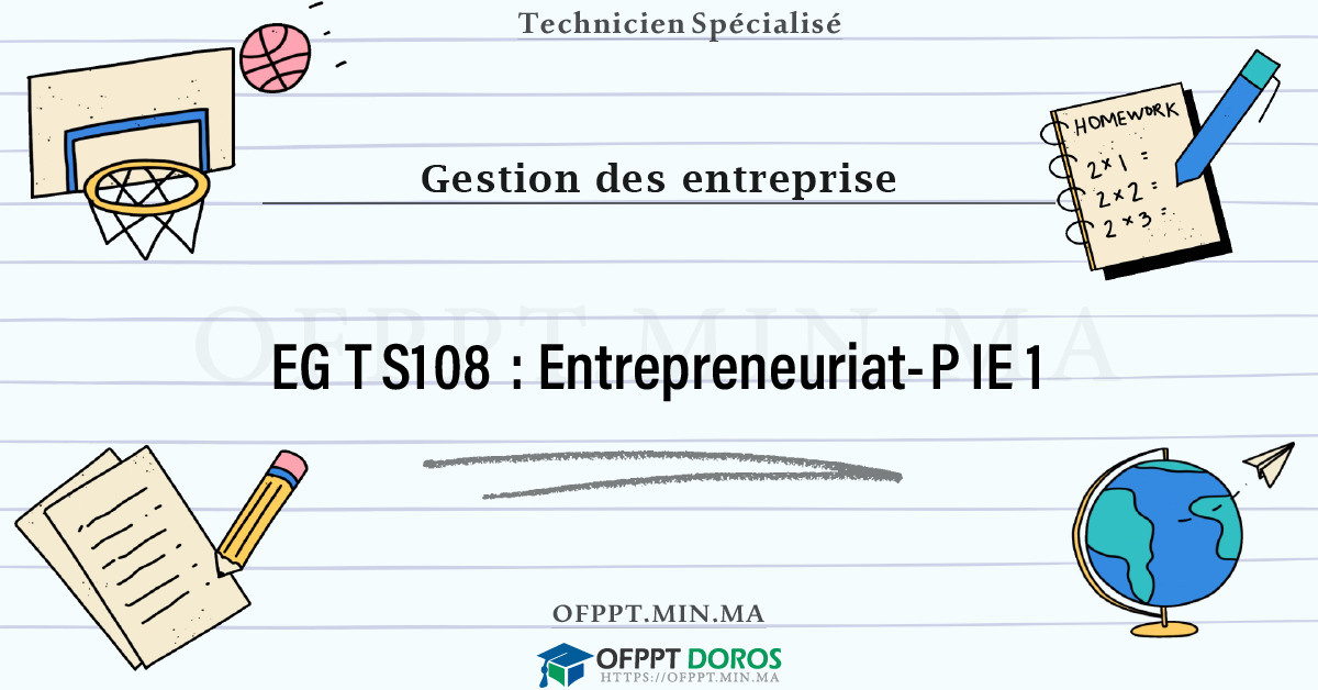 Sommaire détaillé du cours Entrepreneuriat-PIE 1 EGTS108 OFPPT - Structure du module