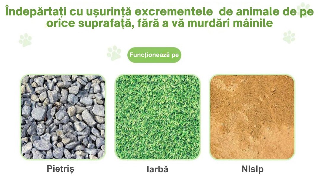 Pe ce tip de teren functioneaza lopata pentru colectarea excrementelor canine