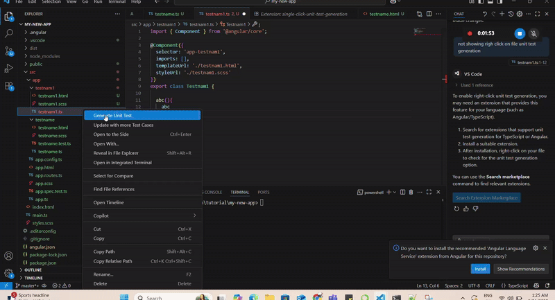 Single-Click Unit Test Generation in Action