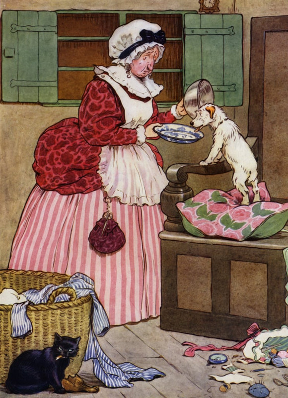 2-Frank_Adams_-_Illustration_for_Old_Mother_Hubbard_(colour_litho)_-_(MeisterDrucke-1066214)