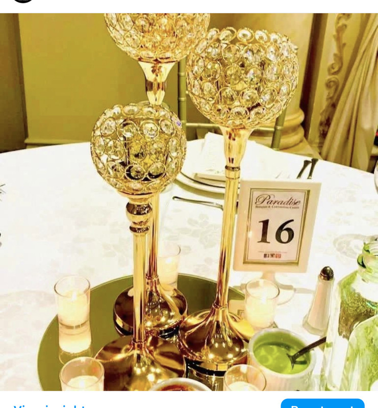 Gold Crystal Candle Holders-3pcs