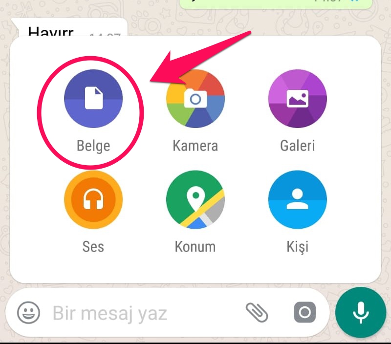 whatsapp belge gönderme