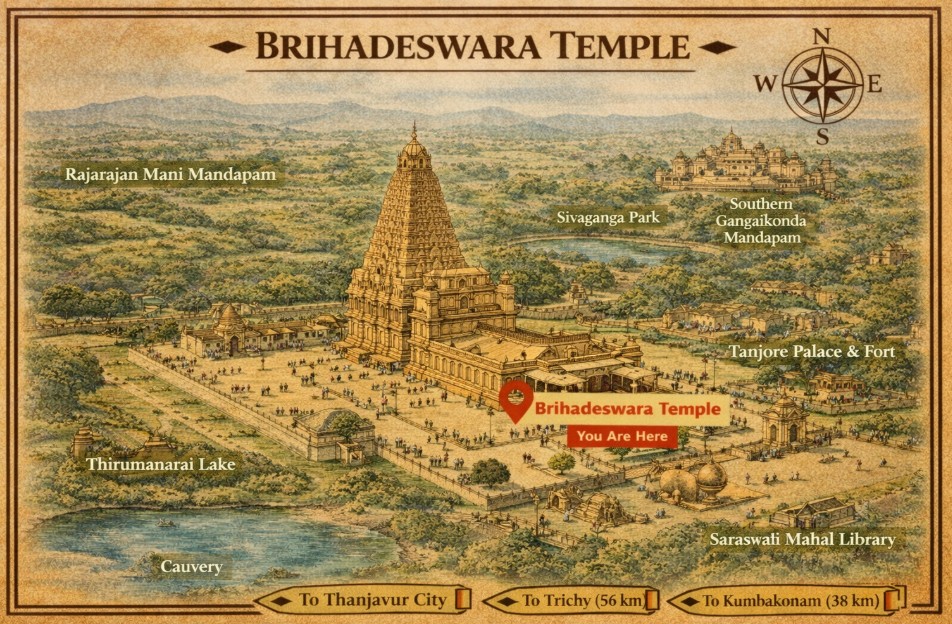 Brihadeswara Temple Darshan Map