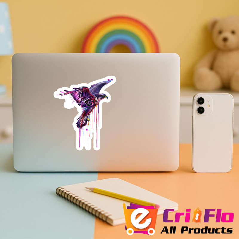 Sticker Vultur in zbor in stil pop art fundal alb, Autoadeziv, Cri-Flo, Marime 10 cm