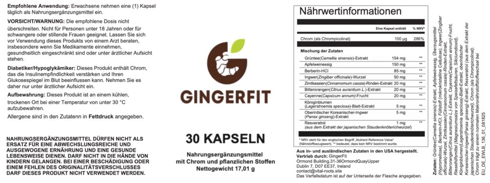GingerFit Etikett