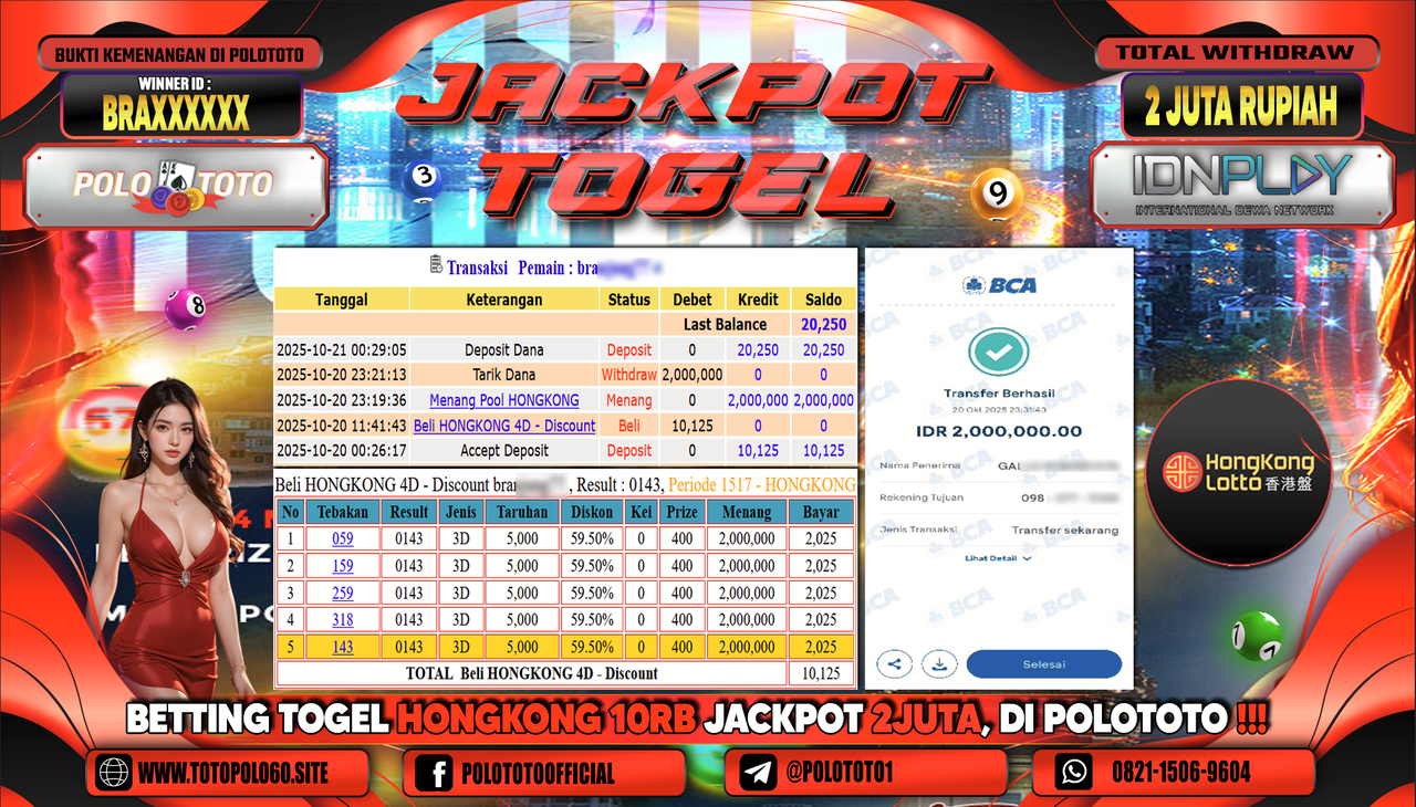 POLOTOTO JACKPOT TOGEL HONGKONG LOTTO Rp.2.000.000,-
