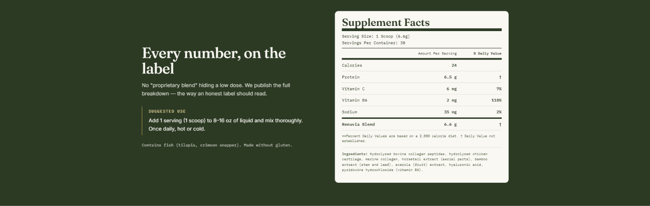 Renuvia collagen and skin support supplement