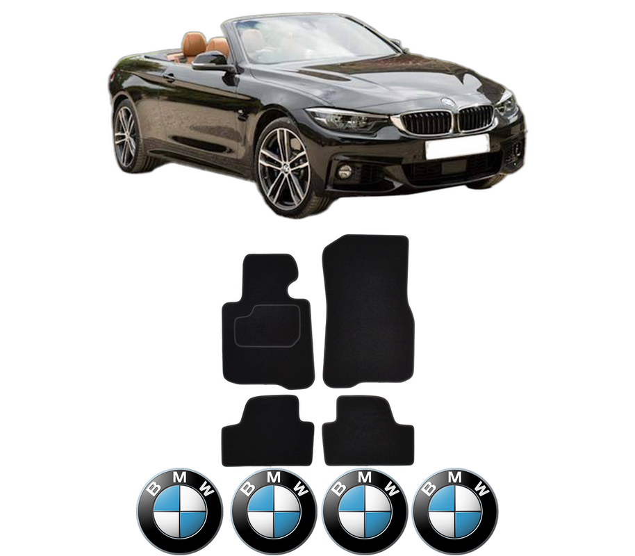 Set Covorase Presuri BMW Seria 4 Convertible (F33, F83) din 2013-2020, Auto, Material Textil Mocheta, 4 Stickere auto cu BMW