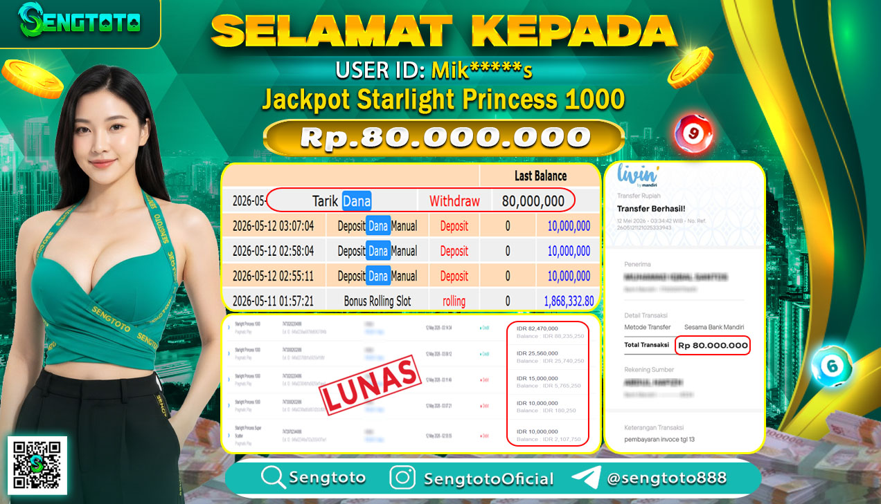 BUKTI PEMBAYARAN SLOT  STARLINGT PRINCESS 1000