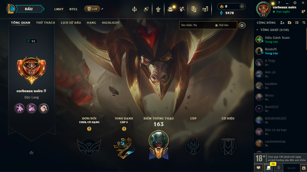 Acc LMHT # - Không Khung