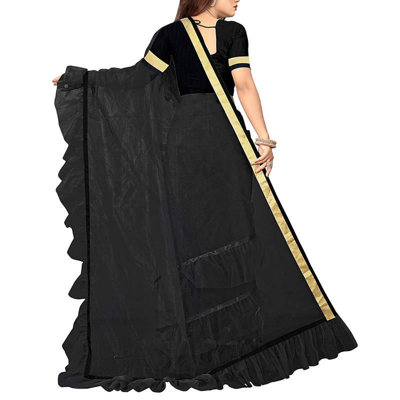 Saree de red con volantes con blusa pieza con volantes ropa de fiesta étnico sari para mujer - Imagen 7 de 21