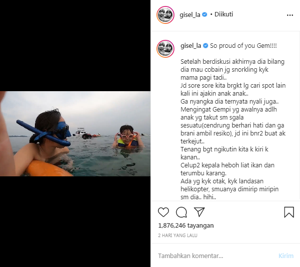 Gempi berani snorkeling