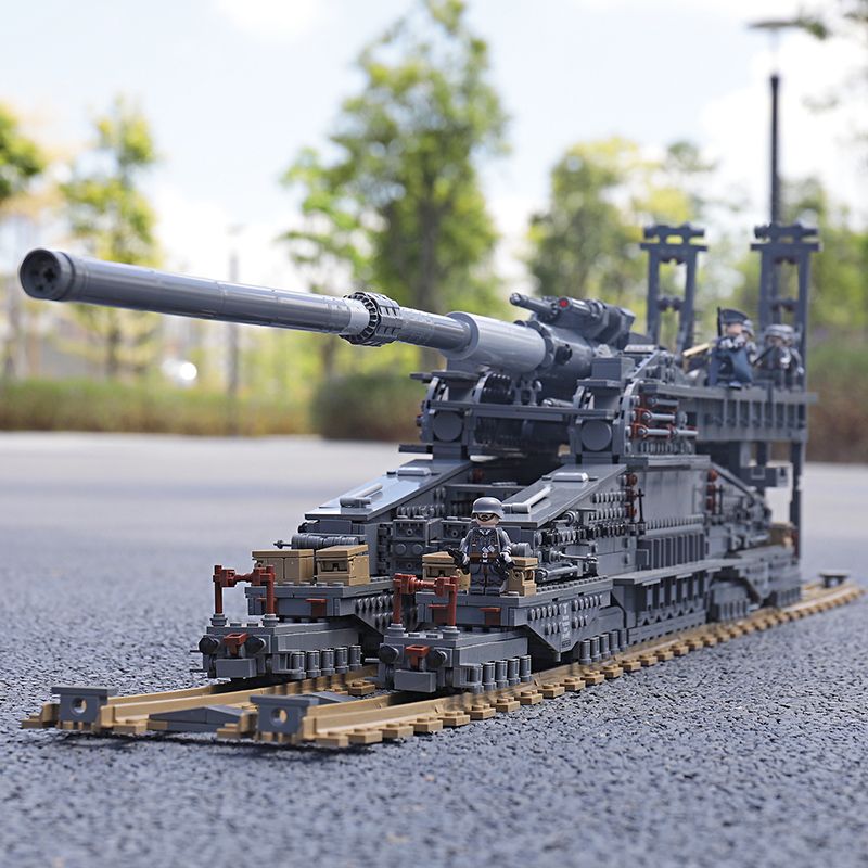 3846pcs Military Heavy Gustav//Dora Cannon Railway GUN WW2 Building Blocks Gift