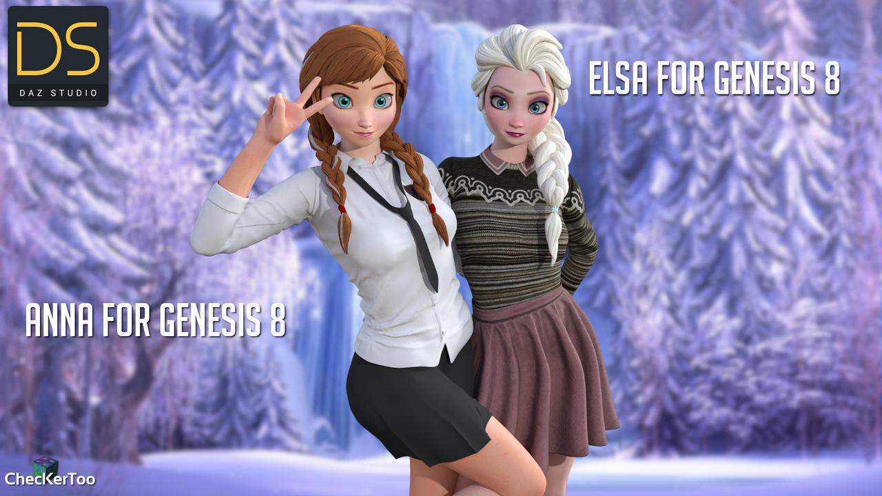 anna and elsa for g3f g8f by checkertoo deev5cj fullview