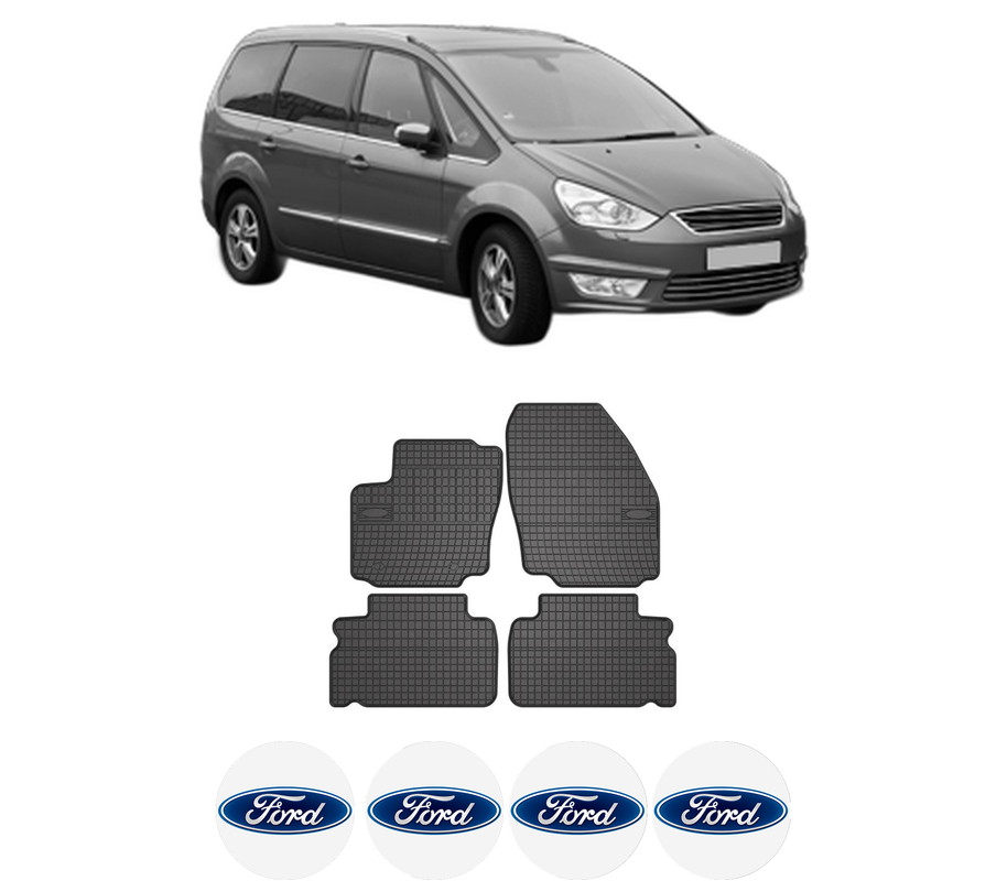 Set covorase presuri FORD GALAXY II (WA6) din 2006-2015, auto, din cauciuc thermoplastic, 4 Stickere auto cu FORD