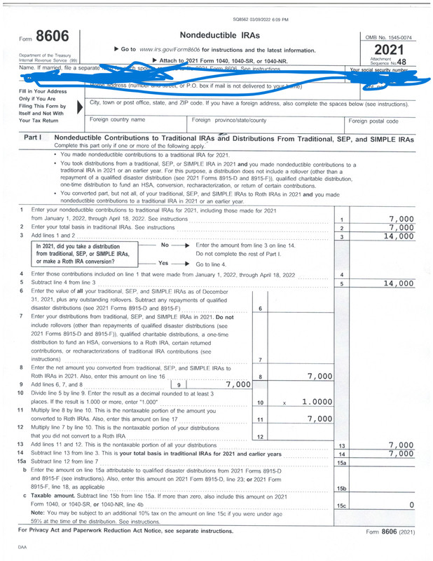 Form 8606 question - is the form filled out correctly? - Bogleheads.org