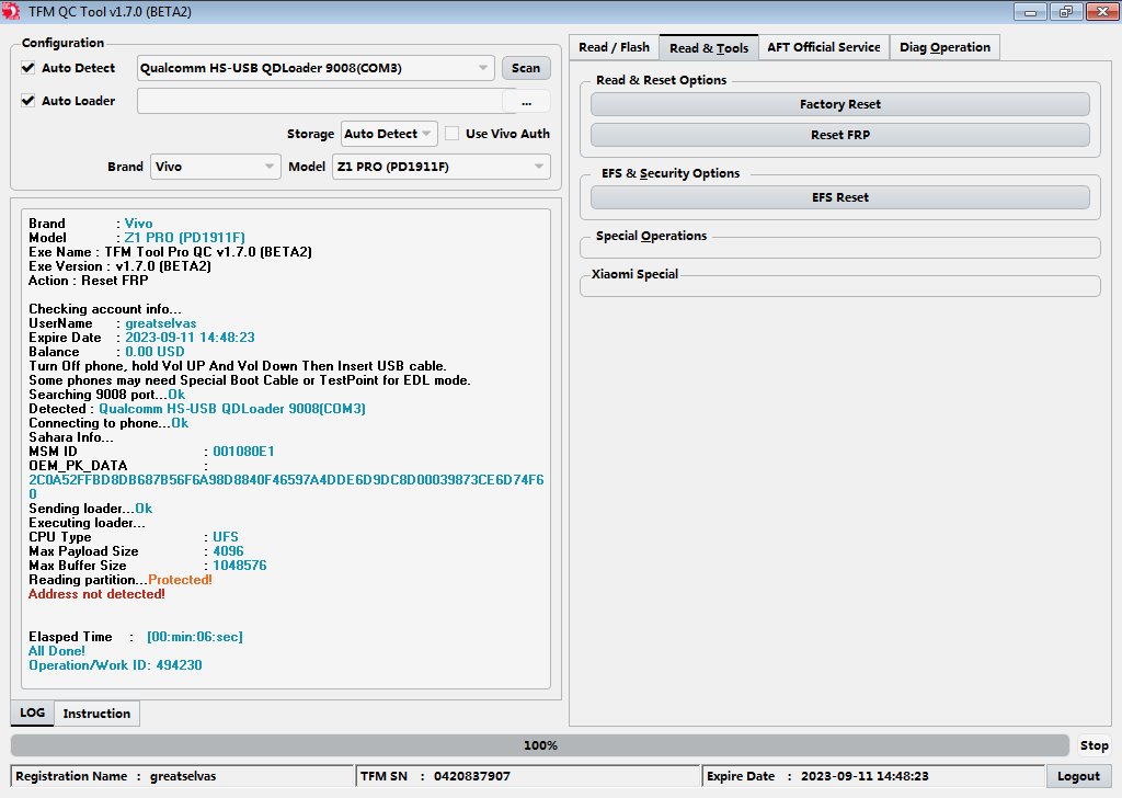 vivo z1Pro frp failed