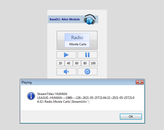 BassDLL Alien Module Example Screen