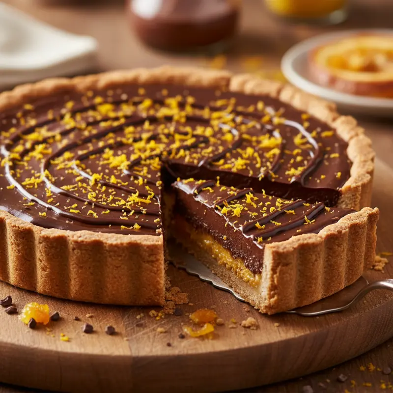 Torta de Chocolate com Laranja decorada com raspas de casca