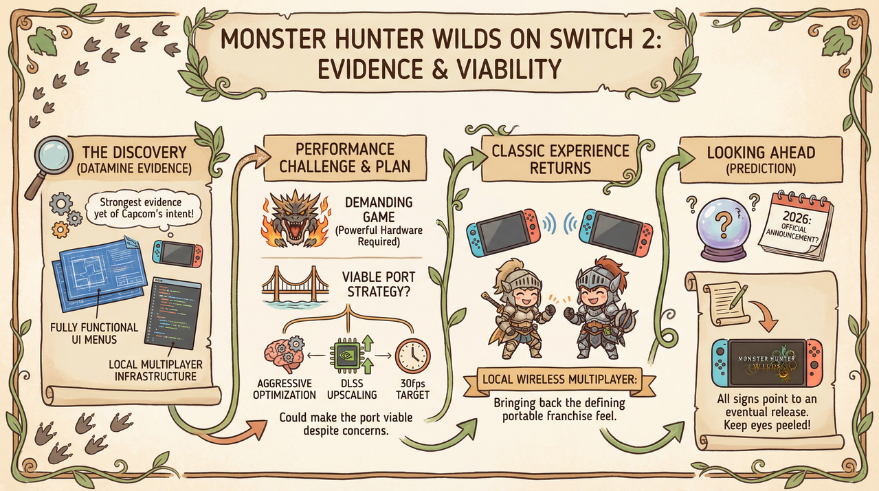 Monster Hunter Wilds Switch 2 Port Confirmed by Datamine - Local Multiplayer Menu Discovered 1 Gaming controller and console setup with RGB lighting