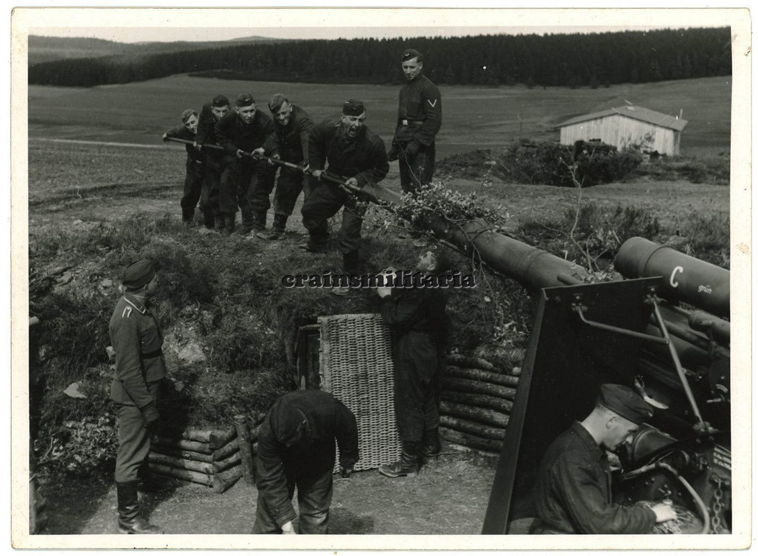 Orig. RIESEN Foto schwere 8,8 cm Flak Geschütz Stellung am Westwall 1940