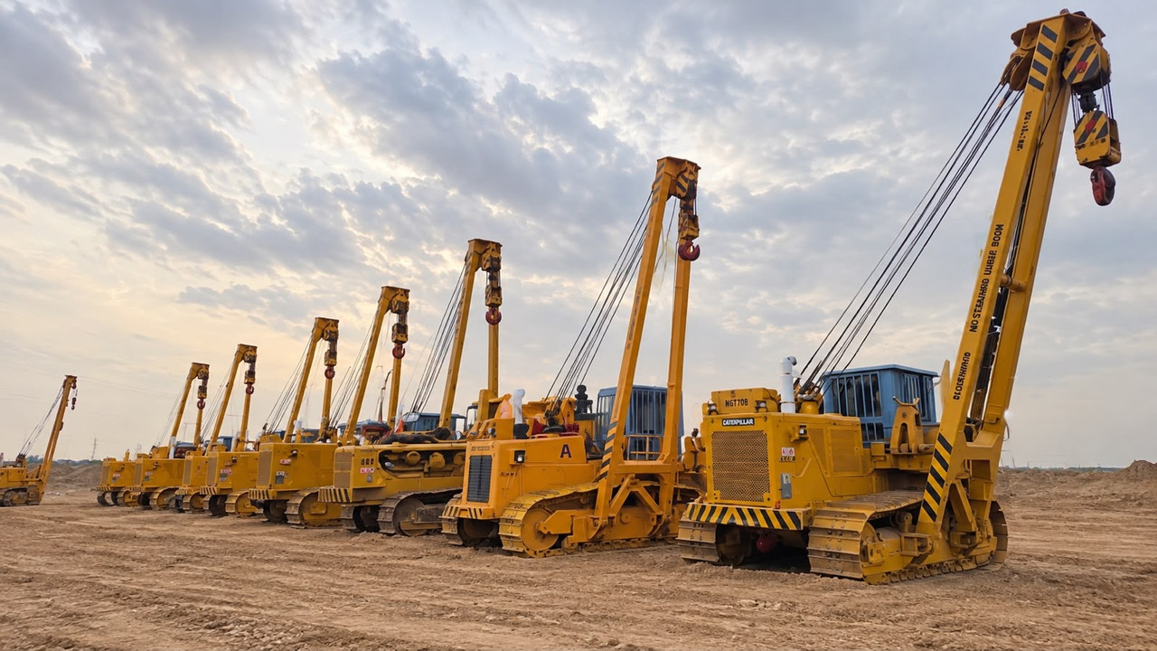 Heavy equipment fleet at project site