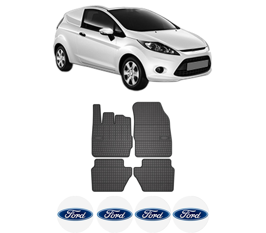 Set covorase presuri FORD FIESTA VI Van din 2008-2017, auto, din cauciuc thermoplastic, 4 Stickere auto cu FORD