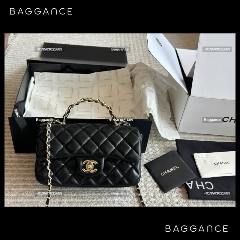 Chanel 23K CF Handle Flap Bag – Black | Size 20cm | Full Box