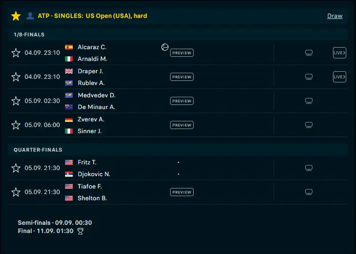 Image for Fixtures: ATP US Open 2023