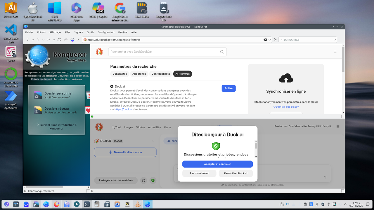 Duck Duck Go Debian Konkeror Plasma