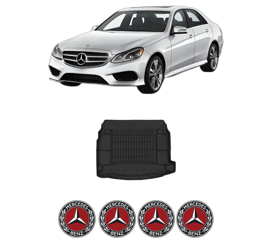 Tavita Portbagaj MERCEDES-BENZ E-CLASS (W213) din 2016-2023, Protectie Portbagaj Auto, 4x Stickere auto cu MERCEDES-BENZ