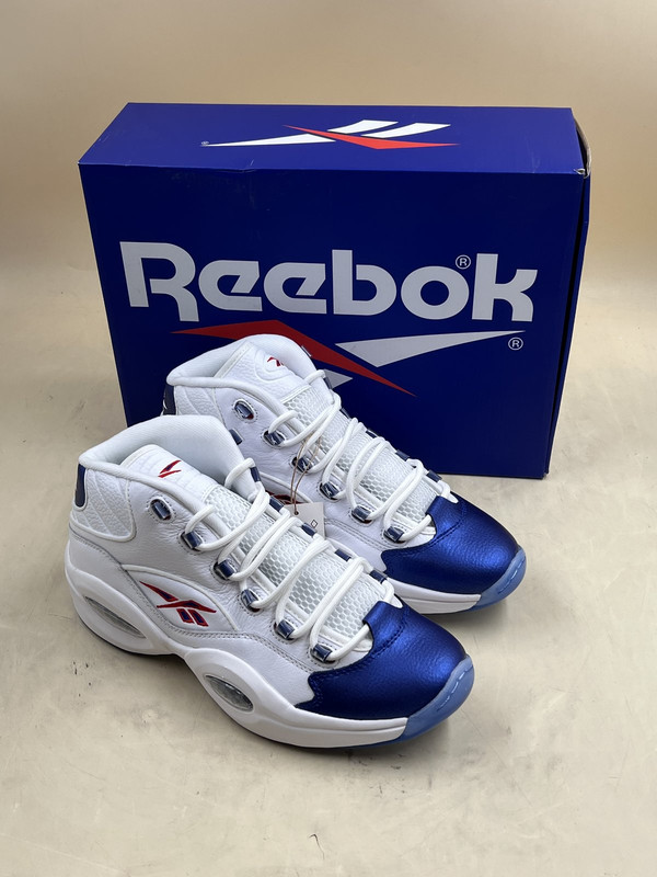 REEBOK QUESTION MID GX0227 UNISEX WHITE/BLUE/RED SIZE USA 11 UK 10 EUR 44.5