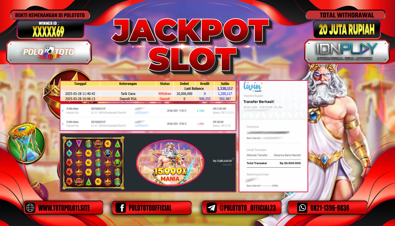 POLOTOTO JACKPOT SLOT 15.000X MANIA Rp.20.000.000,-