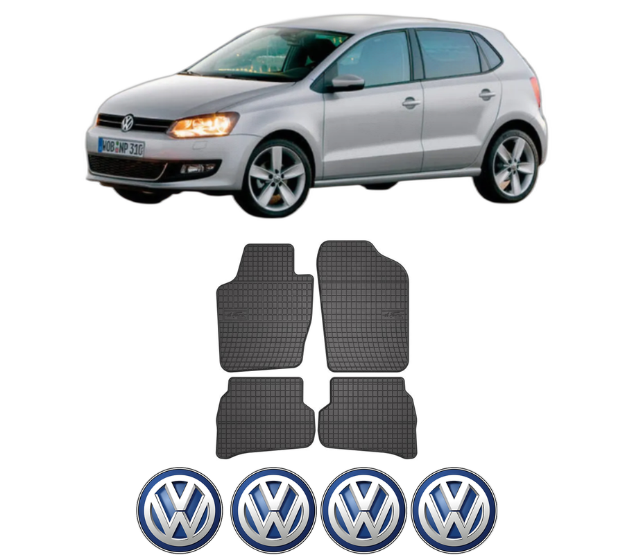 Set covorase presuri Volkswagen POLO Van V (6R1, 6C1) din 2009-2017, auto, din cauciuc thermoplastic, 4 Stickere auto cu Volkswagen