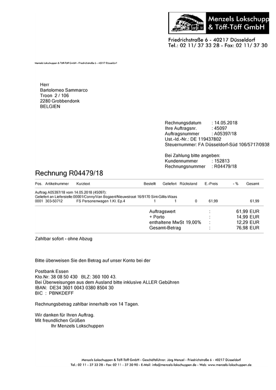 Menzel Lokkschuppen Dusseldorf - Ordine A05397:18 - ACME 50712 - €76,98